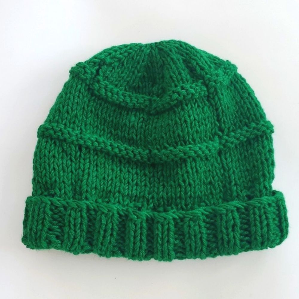 GREEN WOOL WINTER HAT BEANIE  GREEN LIKELY HANDMADE IRISH ST. PATRICK'S DAY